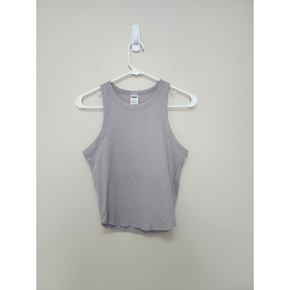 NWT Victoria's Secret PINK Ribbed Sleeveless Tank Top Built in Bra Lilac Medium